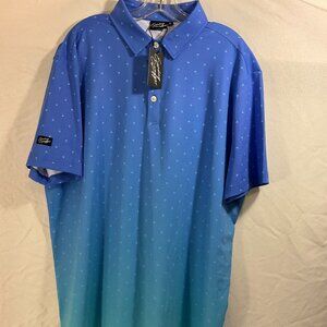 Sunday Swagger NWT Palmera Golf Palm Tree Polo Shirt Blue Ombré size XL